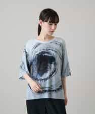 RHKHE05390 HIROKO KOSHINO(ヒロココシノ) 墨絵プリントデザインTシャツ /日本製/洗える ホワイト