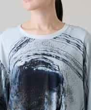 RHKHE05390 HIROKO KOSHINO(ヒロココシノ) 墨絵プリントデザインTシャツ /日本製/洗える ホワイト