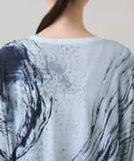 RHKHE05390 HIROKO KOSHINO(ヒロココシノ) 墨絵プリントデザインTシャツ /日本製/洗える ホワイト