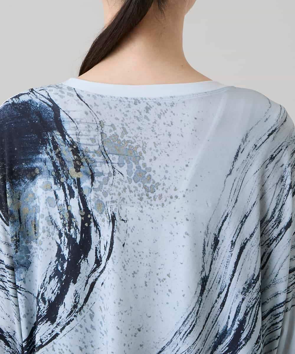 RHKHE05390 HIROKO KOSHINO(ヒロココシノ) 墨絵プリントデザインTシャツ /日本製/洗える ホワイト