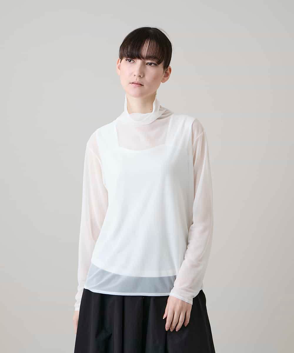 RHKHE08180 HIROKO KOSHINO(ヒロココシノ) シアータートルカットソー /日本製/洗える ホワイト