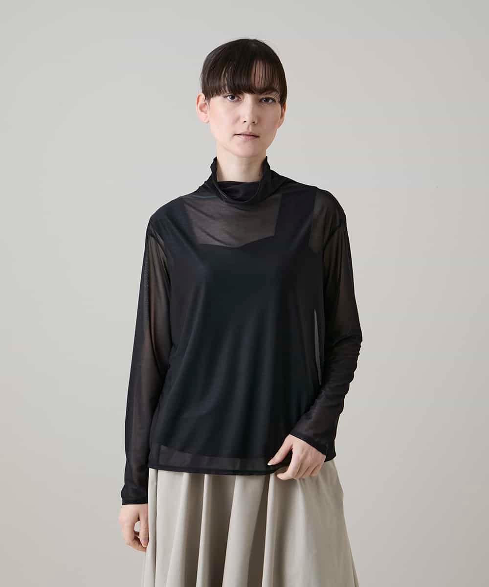 RHKHE08180 HIROKO KOSHINO(ヒロココシノ) シアータートルカットソー /日本製/洗える ブラック