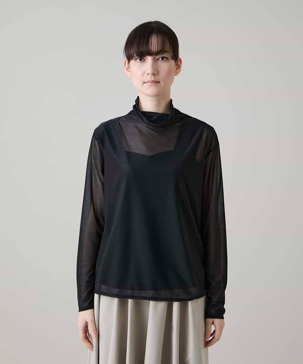 RHKHE08180 HIROKO KOSHINO(ヒロココシノ) シアータートルカットソー /日本製/洗える ブラック