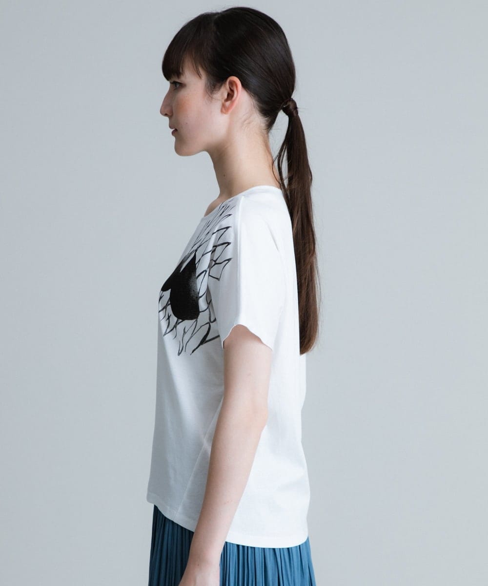 RHKHT42290 HIROKO KOSHINO(ヒロココシノ) 【洗える/日本製】洋梨プリントコンパクトTシャツ ホワイト
