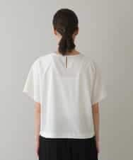 RHKHW30430 HIROKO KOSHINO(ヒロココシノ) モチーフ刺繍ブラウスTシャツ /日本製/洗える ホワイト
