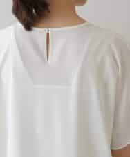 RHKHW30430 HIROKO KOSHINO(ヒロココシノ) モチーフ刺繍ブラウスTシャツ /日本製/洗える ホワイト