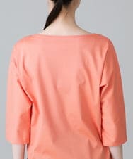 RHKHW33390 HIROKO KOSHINO(ヒロココシノ) 波柄ステッチドルマンスリーブTシャツ /日本製/洗える オレンジ