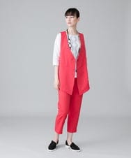 RHKHW33390 HIROKO KOSHINO(ヒロココシノ) 波柄ステッチドルマンスリーブTシャツ /日本製/洗える オレンジ