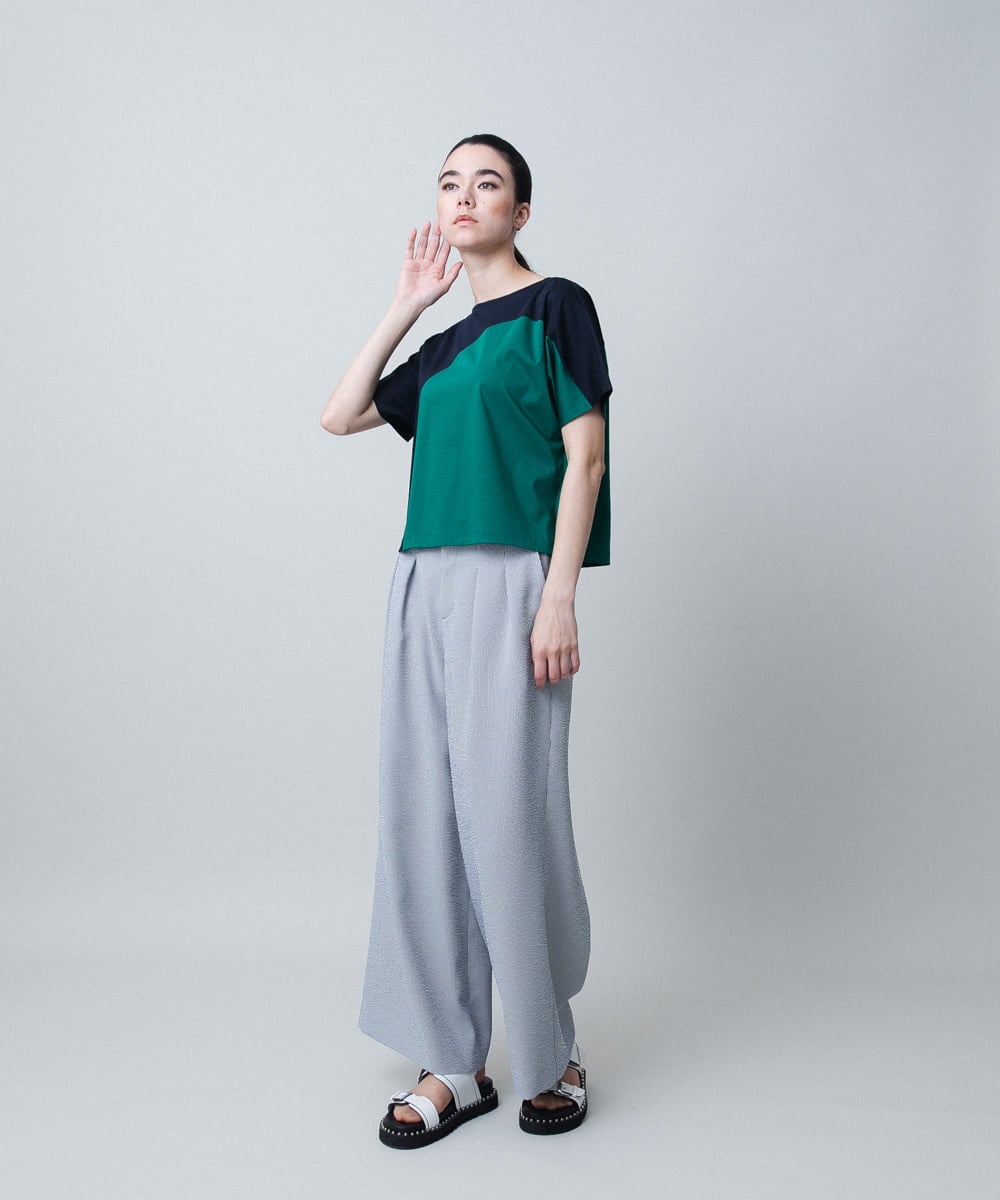 RHKIB17450 HIROKO KOSHINO(ヒロココシノ) ツートンスムースTシャツ/日本製/洗える ダークレッド