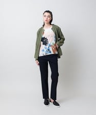 RHKIE13430 HIROKO KOSHINO(ヒロココシノ) 【ブラック：WEB/京王百貨店新宿店限定カラー】スリットスリーブプリントカットソー/日本製/洗える ベージュ