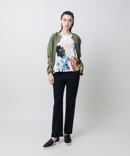 RHKIE13430 HIROKO KOSHINO(ヒロココシノ) 【ブラック：WEB/京王百貨店新宿店限定カラー】スリットスリーブプリントカットソー/日本製/洗える ベージュ