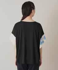 RHKIE13430 HIROKO KOSHINO(ヒロココシノ) 【ブラック：WEB/京王百貨店新宿店限定カラー】スリットスリーブプリントカットソー/日本製/洗える ベージュ