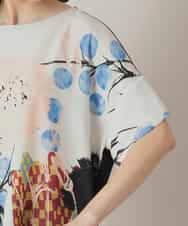 RHKIE13430 HIROKO KOSHINO(ヒロココシノ) 【ブラック：WEB/京王百貨店新宿店限定カラー】スリットスリーブプリントカットソー/日本製/洗える ベージュ