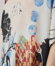 RHKIE13430 HIROKO KOSHINO(ヒロココシノ) 【ブラック：WEB/京王百貨店新宿店限定カラー】スリットスリーブプリントカットソー/日本製/洗える ベージュ