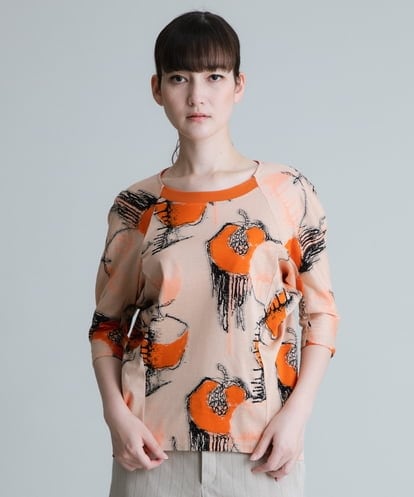 RHKIT57490 HIROKO KOSHINO 【洗える/日本製】フルーツジャガードコットンプルオーバー