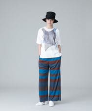 RHKIW40390 HIROKO KOSHINO(ヒロココシノ) パッチワーク柄コラージュドルマンカットソー /日本製/洗える ホワイト