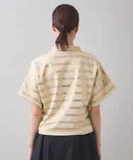 RHKJB21490 HIROKO KOSHINO(ヒロココシノ) 箔ボーダーコットンカットソー /日本製/洗える ベージュ