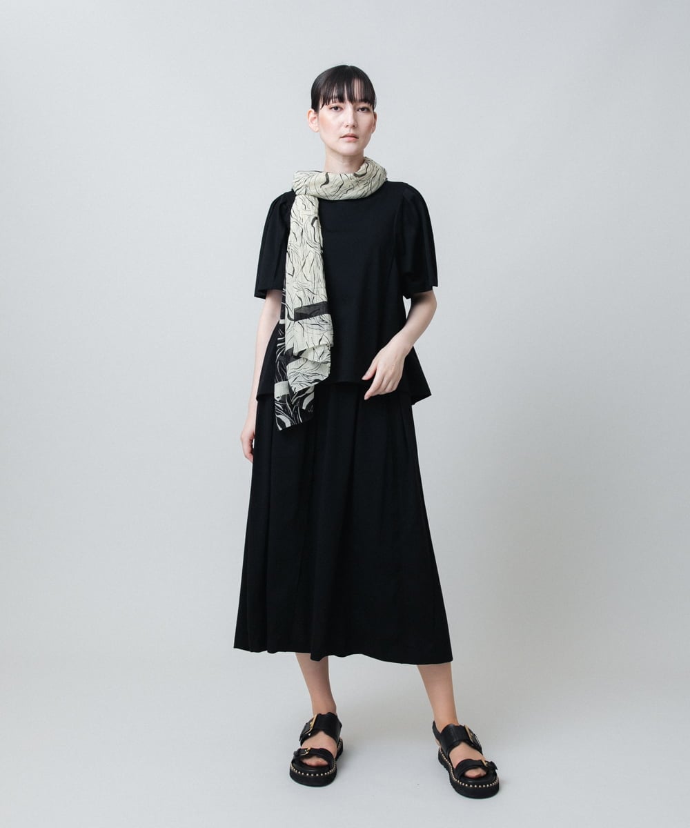 RHKJB23430 HIROKO KOSHINO(ヒロココシノ) 【UVカット/遮熱性】サイドギャザーボリュームスリーブカットソー /日本製/洗える ブラック