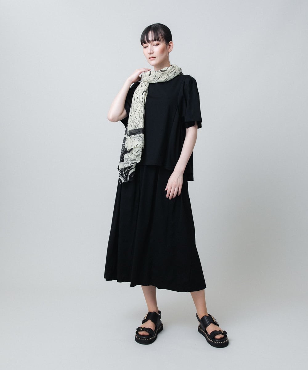RHKJB23430 HIROKO KOSHINO(ヒロココシノ) 【UVカット/遮熱性】サイドギャザーボリュームスリーブカットソー /日本製/洗える ブラック