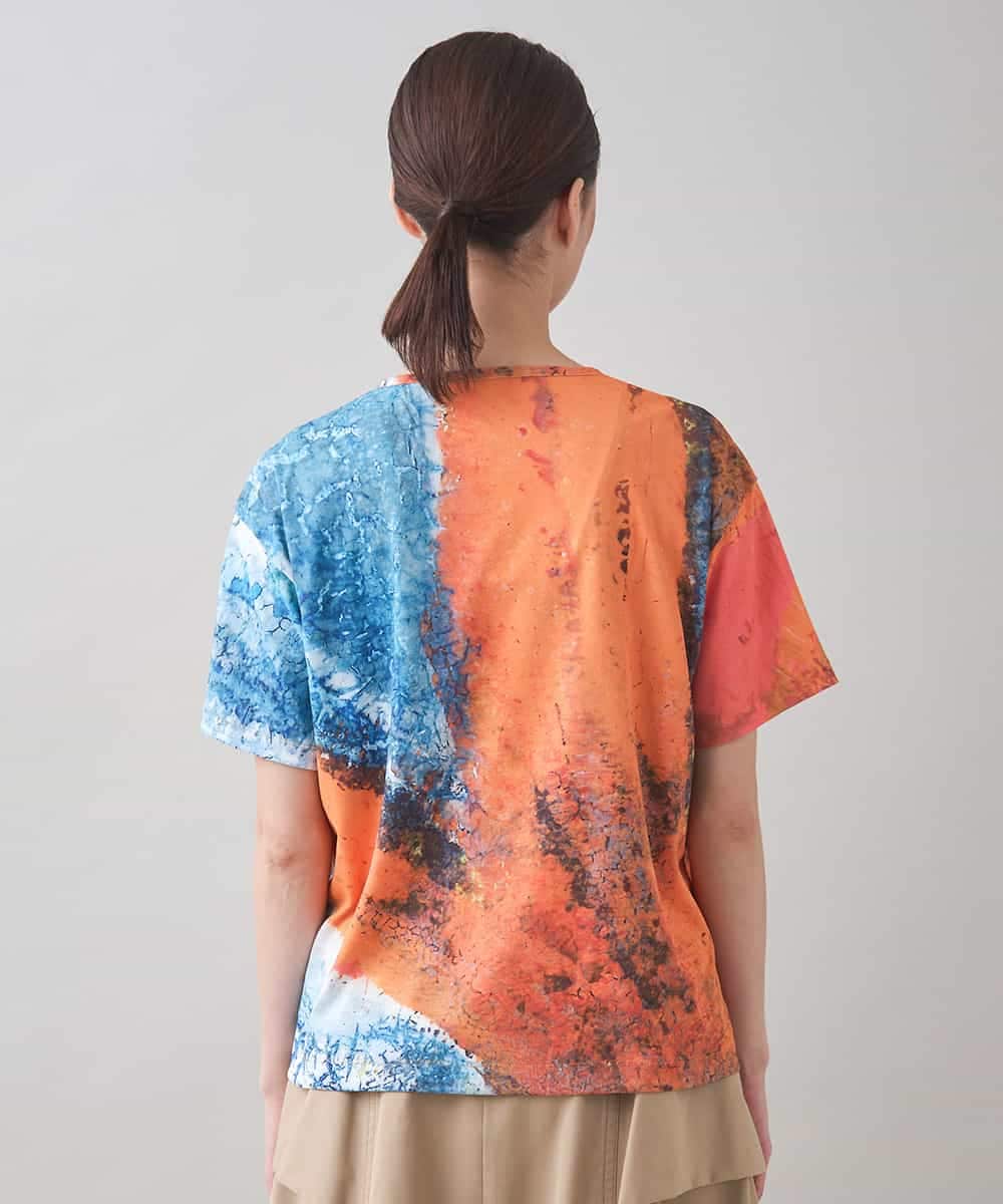 RHKJB24360 HIROKO KOSHINO(ヒロココシノ) 絵画プリントスムースカットソー/日本製/洗える オレンジ