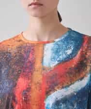 RHKJB24360 HIROKO KOSHINO(ヒロココシノ) 絵画プリントスムースカットソー/日本製/洗える オレンジ