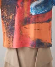 RHKJB24360 HIROKO KOSHINO(ヒロココシノ) 絵画プリントスムースカットソー/日本製/洗える オレンジ