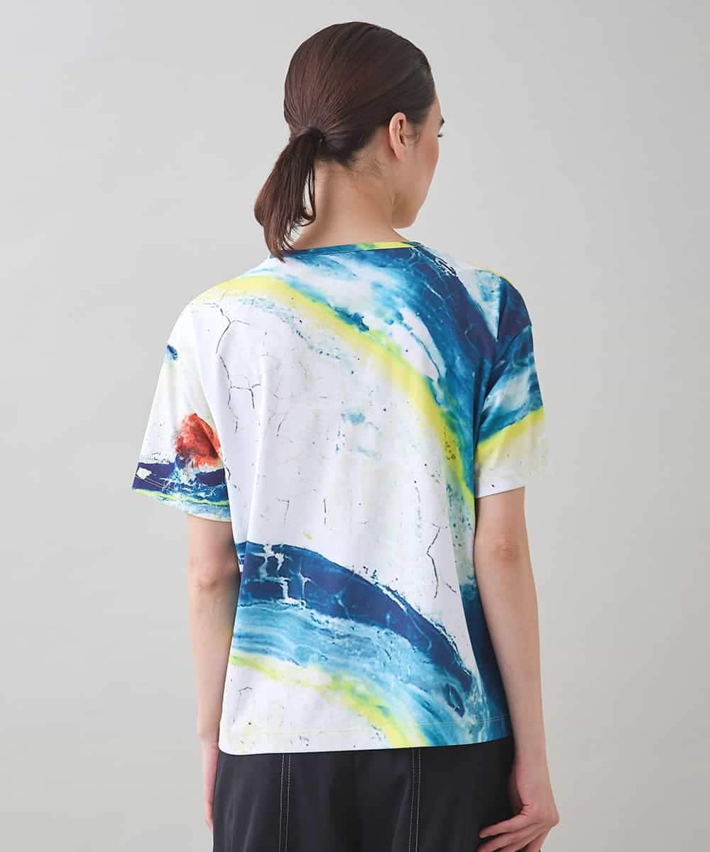 RHKJB24360 HIROKO KOSHINO(ヒロココシノ) 絵画プリントスムースカットソー/日本製/洗える オレンジ