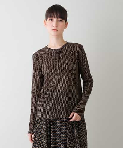 RHKJT01270 HIROKO KOSHINO 【洗える/日本製】小付きプリントチュールTシャツ
