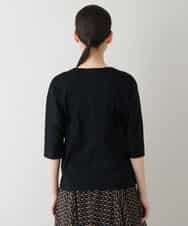 RHKJT03360 HIROKO KOSHINO(ヒロココシノ) 【洗える/日本製】ブレード刺繍デザインTシャツ ブラック