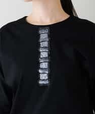 RHKJT03360 HIROKO KOSHINO(ヒロココシノ) 【洗える/日本製】ブレード刺繍デザインTシャツ ブラック