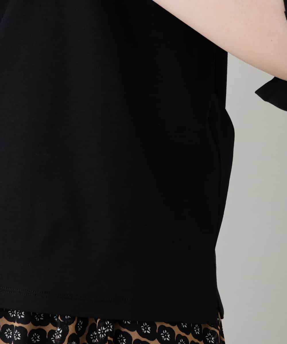 RHKJT03360 HIROKO KOSHINO(ヒロココシノ) 【洗える/日本製】ブレード刺繍デザインTシャツ ブラック