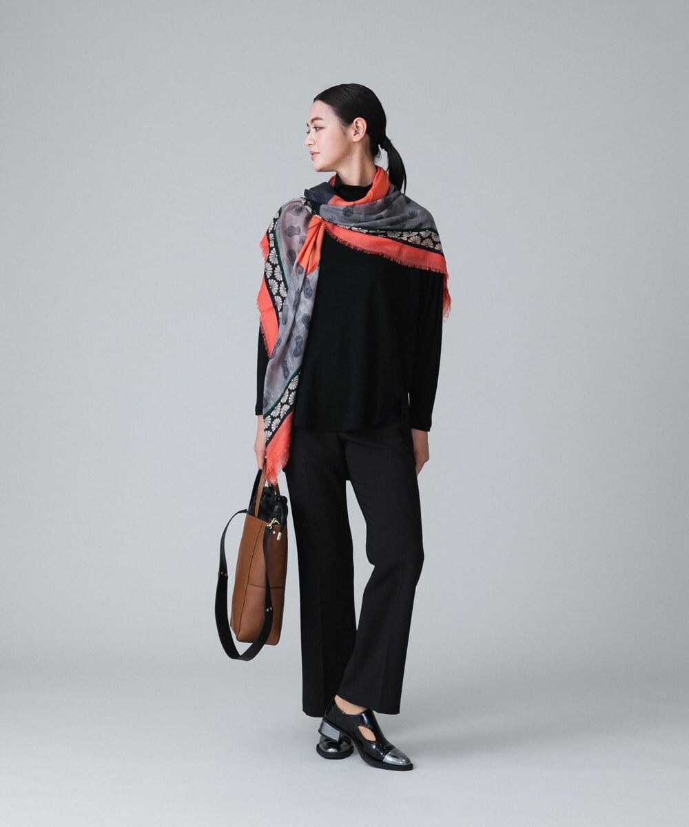 RHKJT11450 HIROKO KOSHINO(ヒロココシノ) 【日本製】異素材ジョイントラウンドフォルムチュニック グリーン