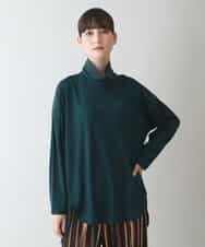RHKJT11450 HIROKO KOSHINO(ヒロココシノ) 【日本製】異素材ジョイントラウンドフォルムチュニック グリーン