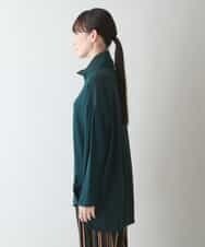 RHKJT11450 HIROKO KOSHINO(ヒロココシノ) 【日本製】異素材ジョイントラウンドフォルムチュニック グリーン