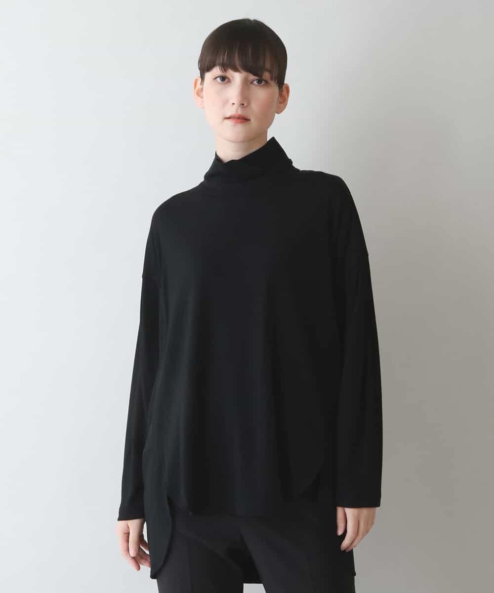 RHKJT11450 HIROKO KOSHINO(ヒロココシノ) 【日本製】異素材ジョイントラウンドフォルムチュニック ブラック