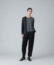 RHKJT12390 HIROKO KOSHINO(ヒロココシノ) 【洗える/日本製】メランジチェックプリントカットソー ダークグレー