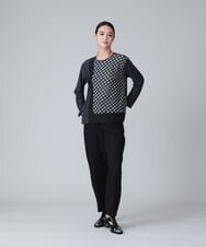 RHKJT12390 HIROKO KOSHINO(ヒロココシノ) 【洗える/日本製】メランジチェックプリントカットソー ダークグレー