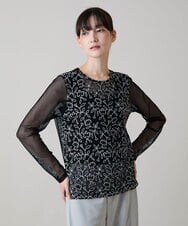 RHKLD17490 HIROKO KOSHINO(ヒロココシノ) ボタニカルエンブロイダリーレースプルオーバー /日本製/洗える ブラック