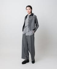 RHLAH05590 HIROKO KOSHINO(ヒロココシノ) 先染めストライプタックワイドパンツ /日本製 グレー