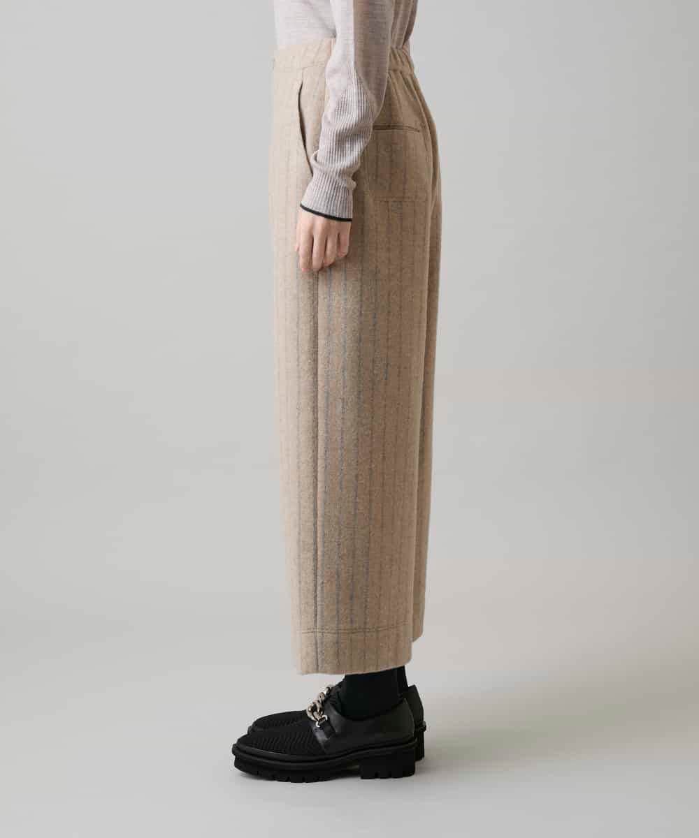 RHLAH10490 HIROKO KOSHINO(ヒロココシノ) サスティナブルウールストライプワイドパンツ /日本製 ベージュ