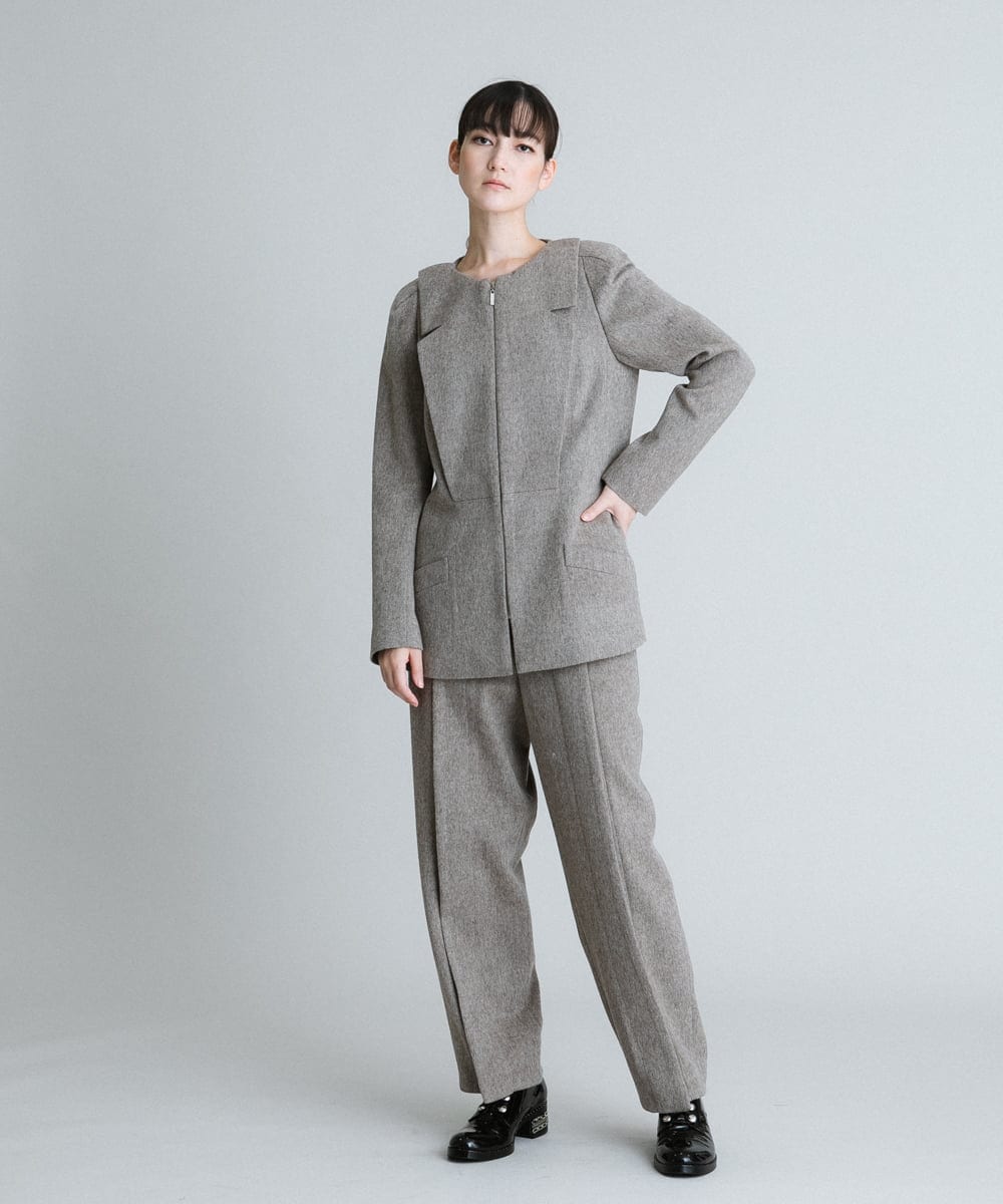 RHLAS55490 HIROKO KOSHINO(ヒロココシノ) 【日本製】ウールピンタックワイドパンツ ベージュ