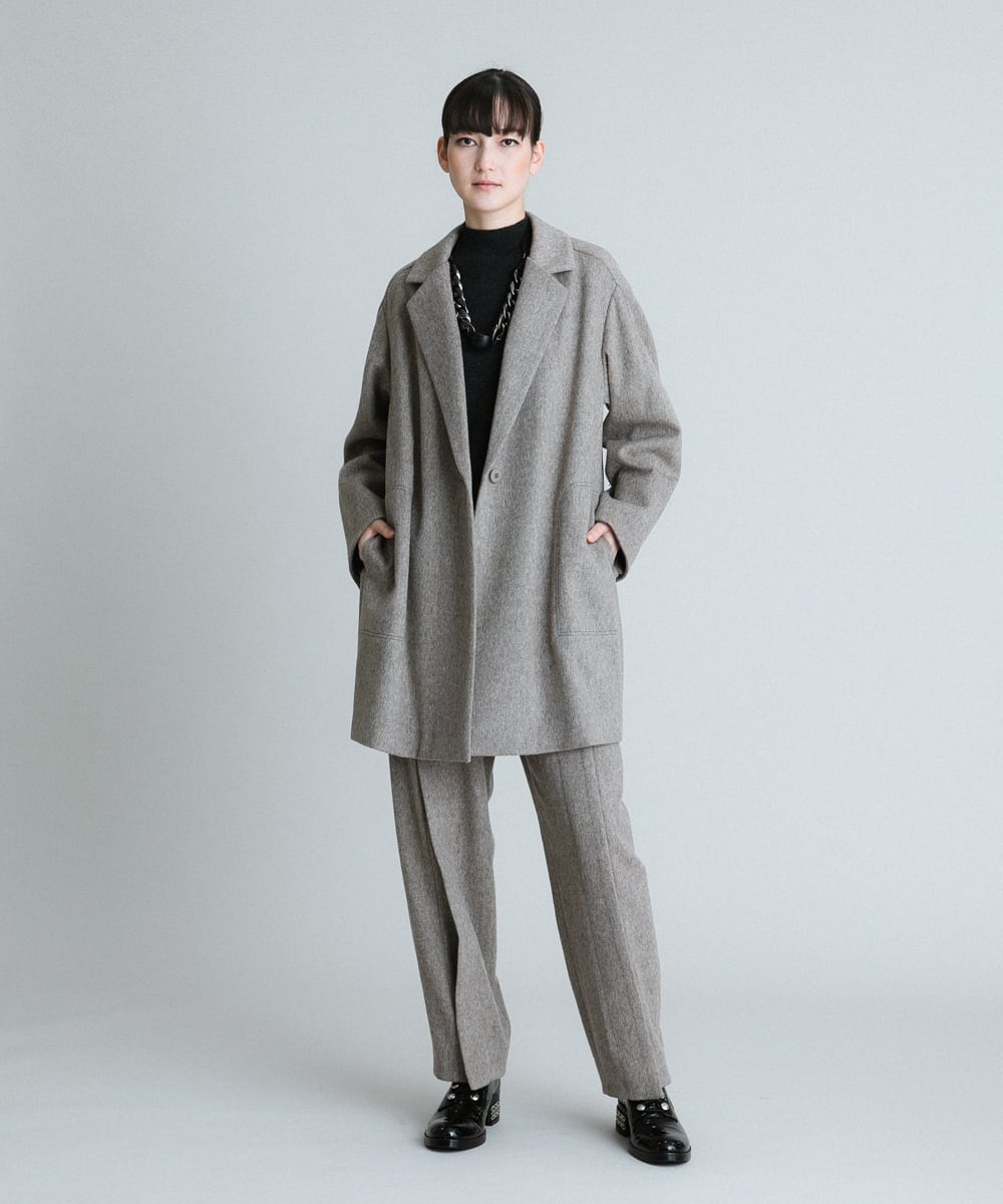 RHLAS55490 HIROKO KOSHINO(ヒロココシノ) 【日本製】ウールピンタックワイドパンツ ベージュ