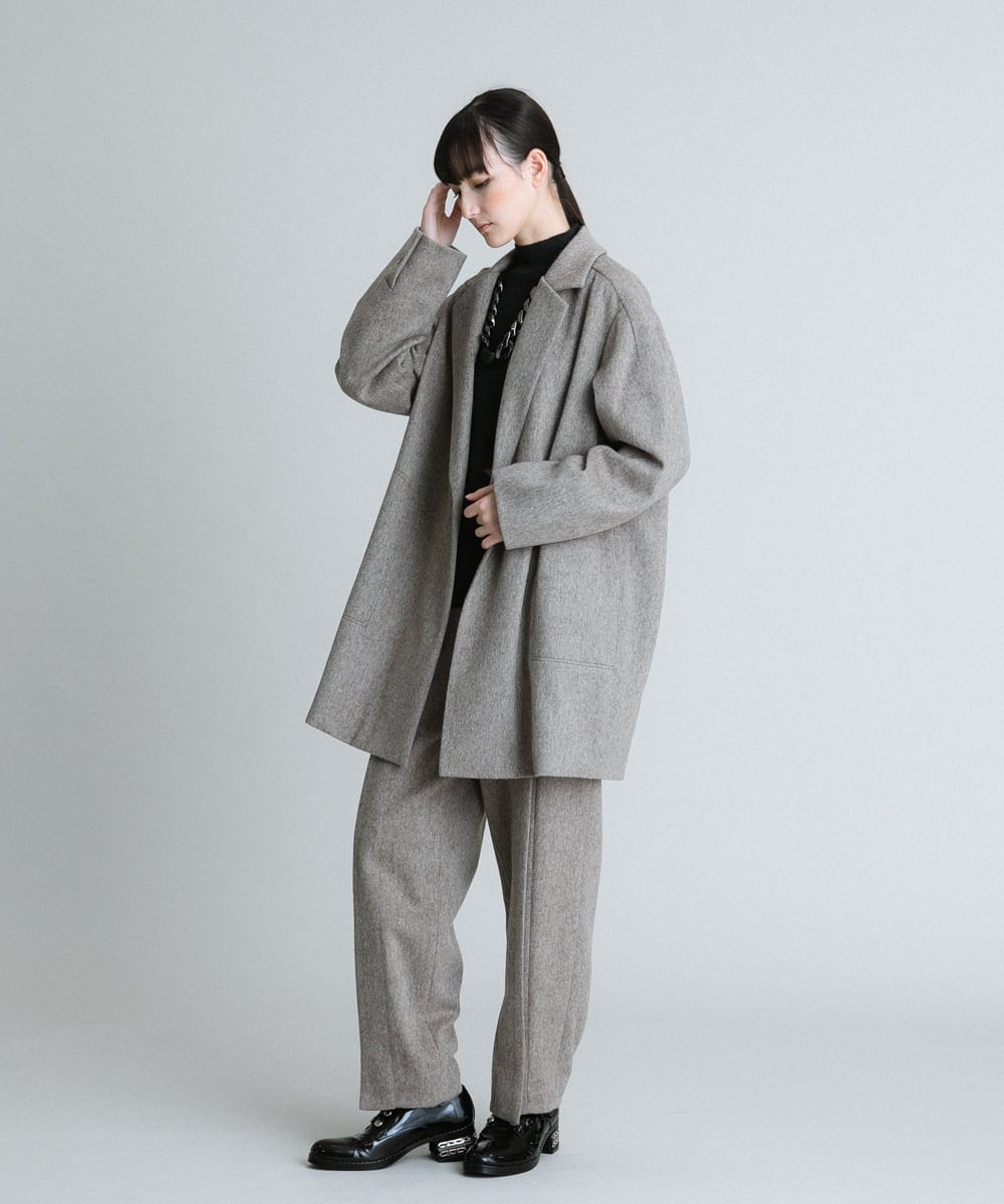 RHLAS55490 HIROKO KOSHINO(ヒロココシノ) 【日本製】ウールピンタックワイドパンツ ベージュ