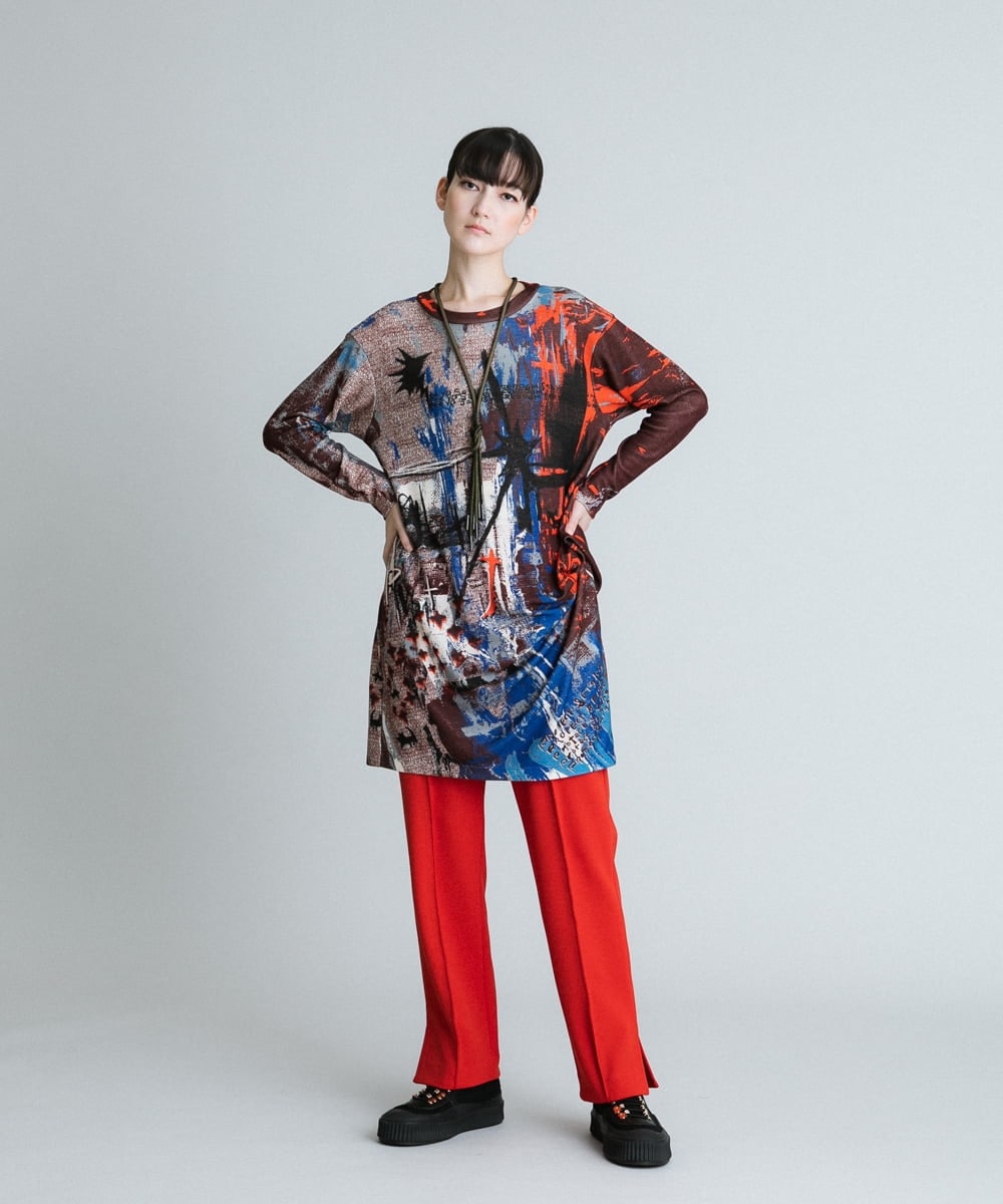 RHLAS56390 HIROKO KOSHINO(ヒロココシノ) 【洗える/日本製】センタープレスストレートパンツ レッド