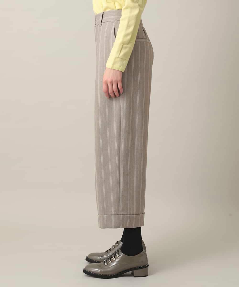 RHLED40430 HIROKO KOSHINO(ヒロココシノ) シャドーストライプクロップドワイドパンツ/日本製/洗える ベージュ