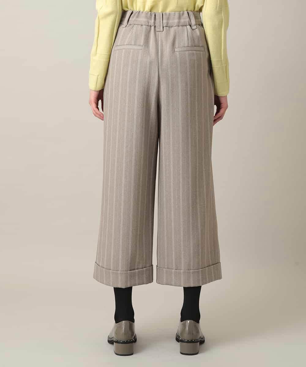 RHLED40430 HIROKO KOSHINO(ヒロココシノ) シャドーストライプクロップドワイドパンツ/日本製/洗える ベージュ