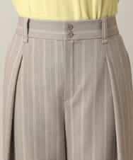 RHLED40430 HIROKO KOSHINO(ヒロココシノ) シャドーストライプクロップドワイドパンツ/日本製/洗える ベージュ