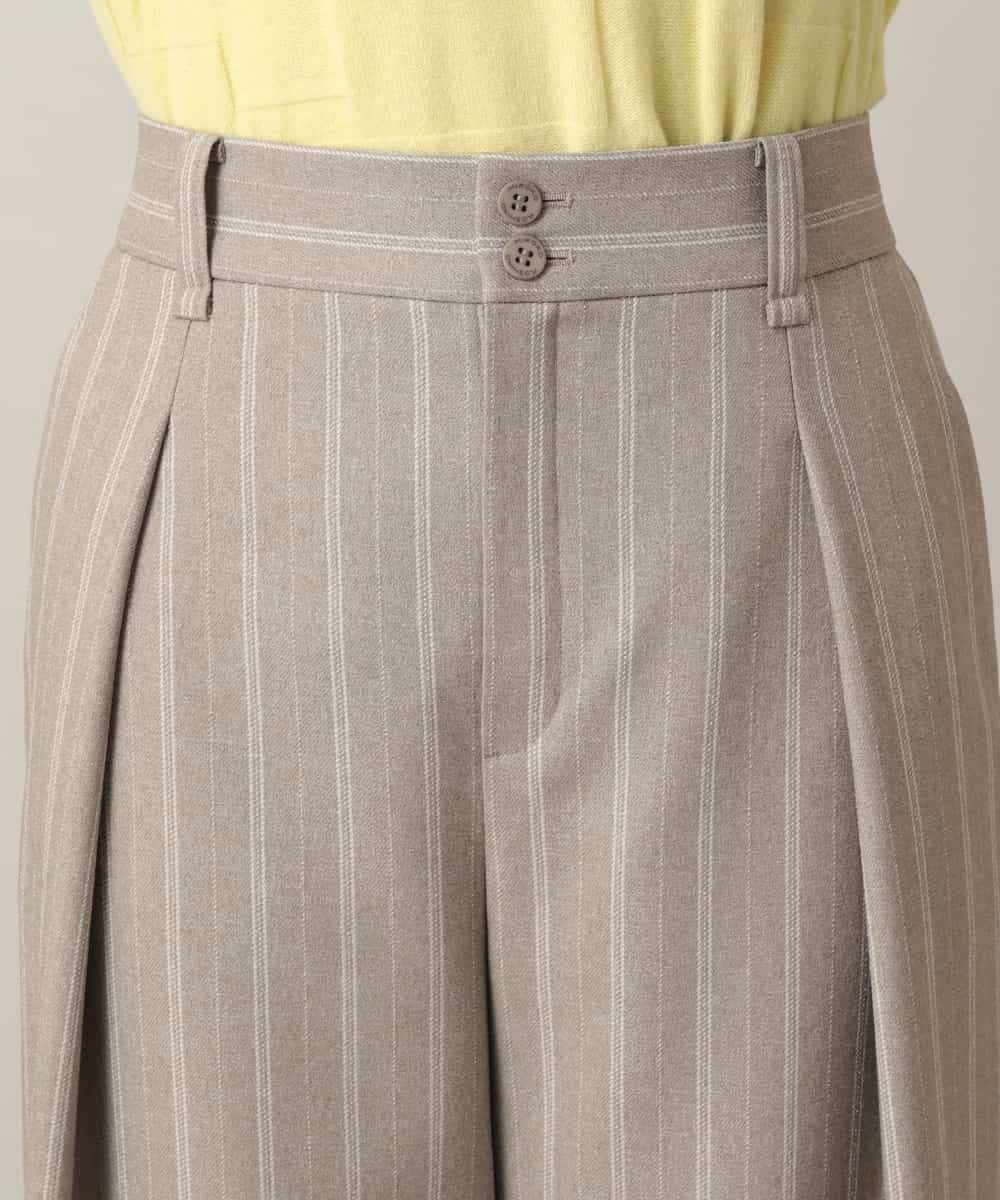 RHLED40430 HIROKO KOSHINO(ヒロココシノ) シャドーストライプクロップドワイドパンツ/日本製/洗える ベージュ