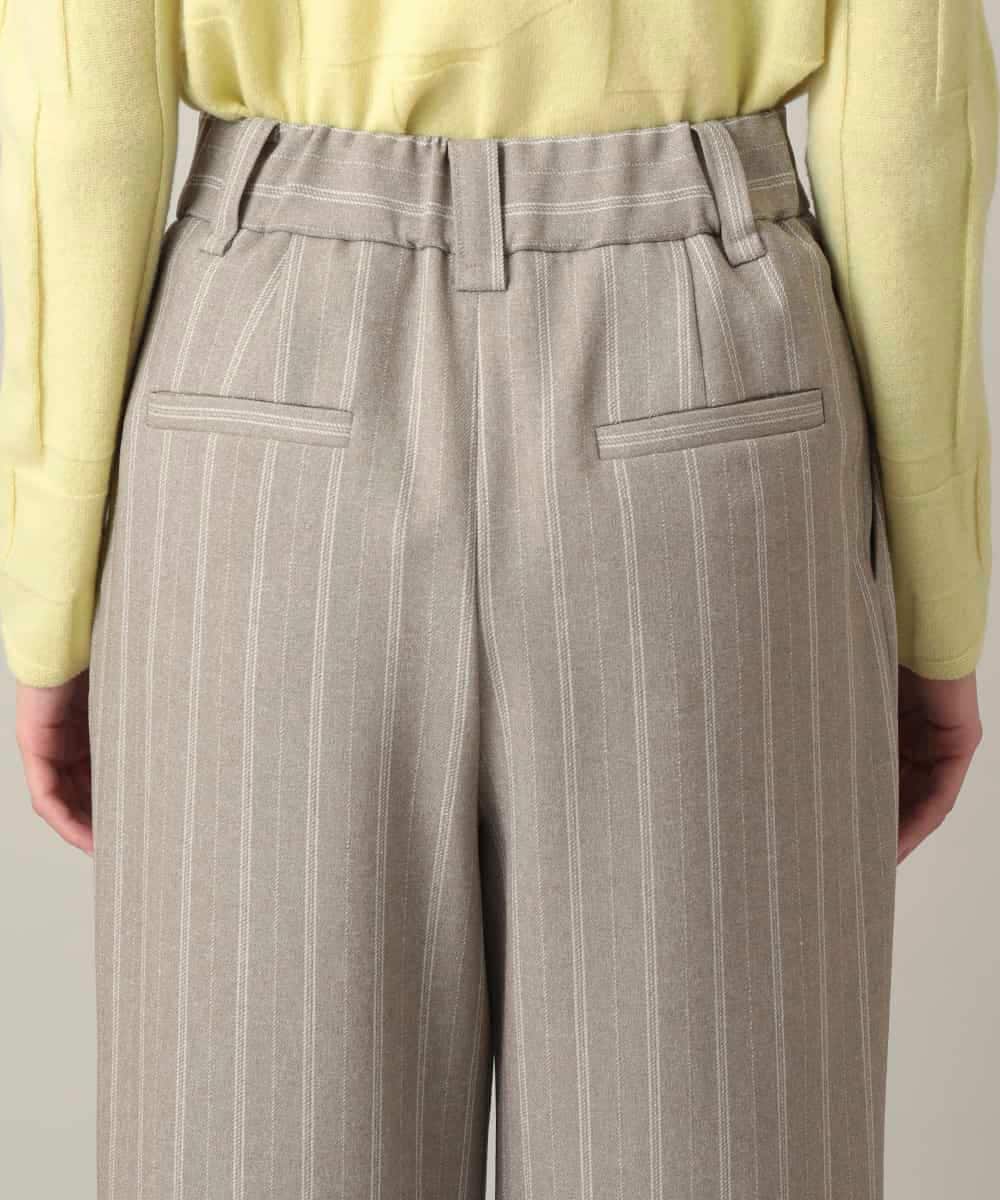 RHLED40430 HIROKO KOSHINO(ヒロココシノ) シャドーストライプクロップドワイドパンツ/日本製/洗える ベージュ