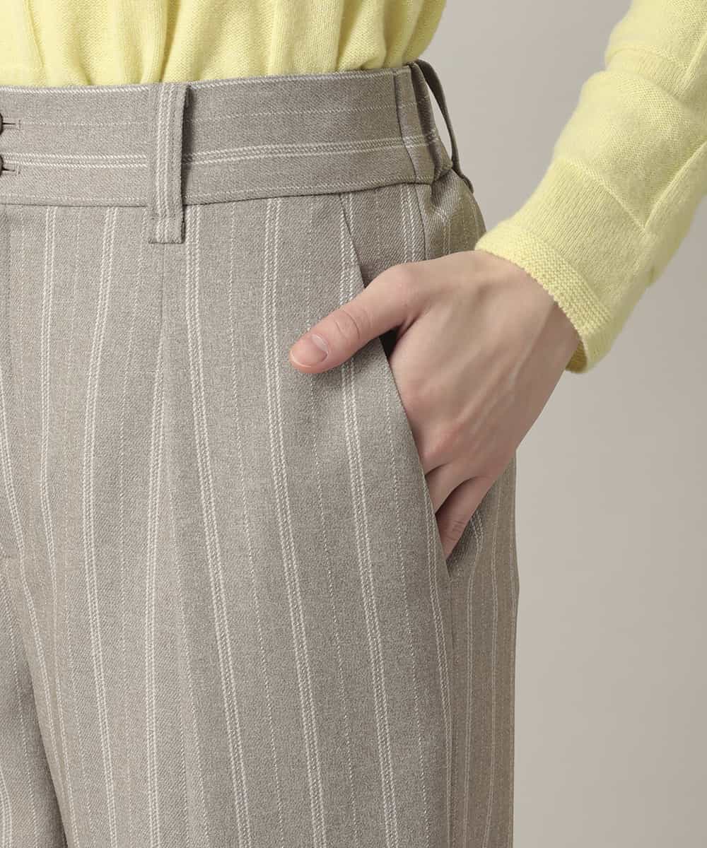 RHLED40430 HIROKO KOSHINO(ヒロココシノ) シャドーストライプクロップドワイドパンツ/日本製/洗える ベージュ